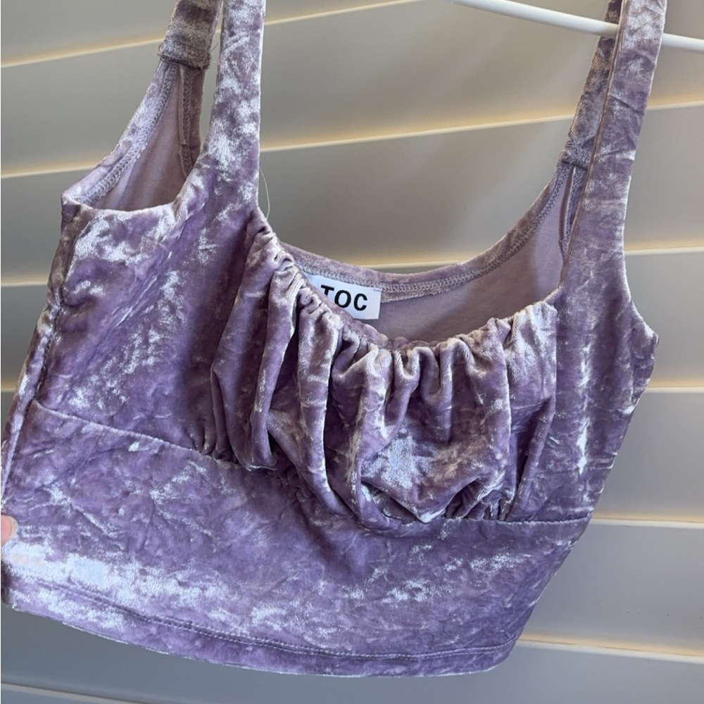 Purple velvet crop top